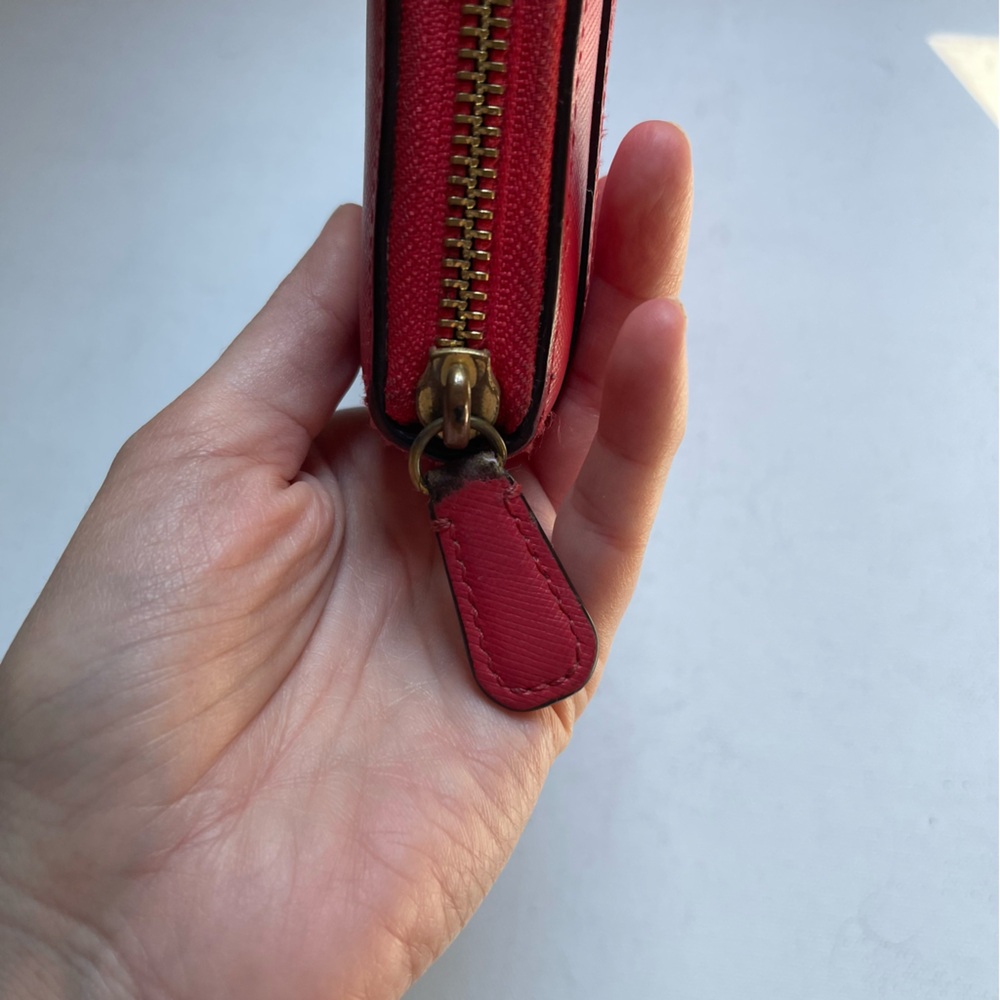 Coach Red Saffiano Leather Long Continental Zippy Wallet ID Cards Pockets - Picture 5 of 12